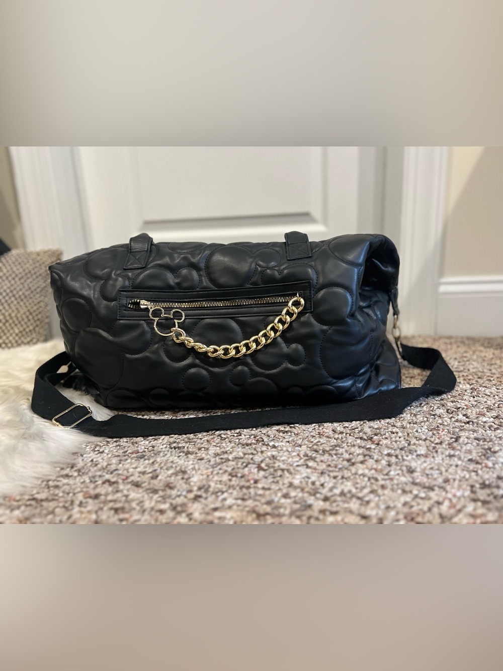 Disney by Primark black Mickey quilted weekender travel tote bag
